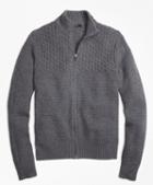 Brooks Brothers Wool Cashmere Heritage Textured Full-zip Sweater