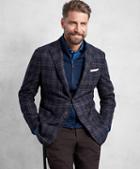Brooks Brothers Golden Fleece Navy And Red Overplaid Sport Coat