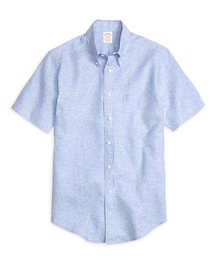 Brooks Brothers Madison Fit Linen Short-sleeve Sport Shirt