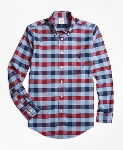 Brooks Brothers Non-iron Madison Fit Heathered Bold Gingham Sport Shirt