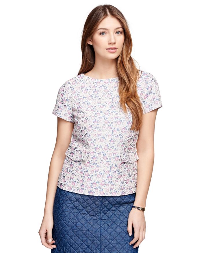 Brooks Brothers Women's Short-sleeve Floral Jacquard Top