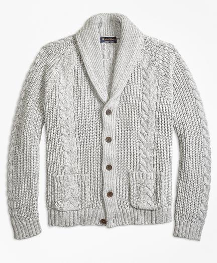 Brooks Brothers Cable Knit Shawl Collar Cardigan