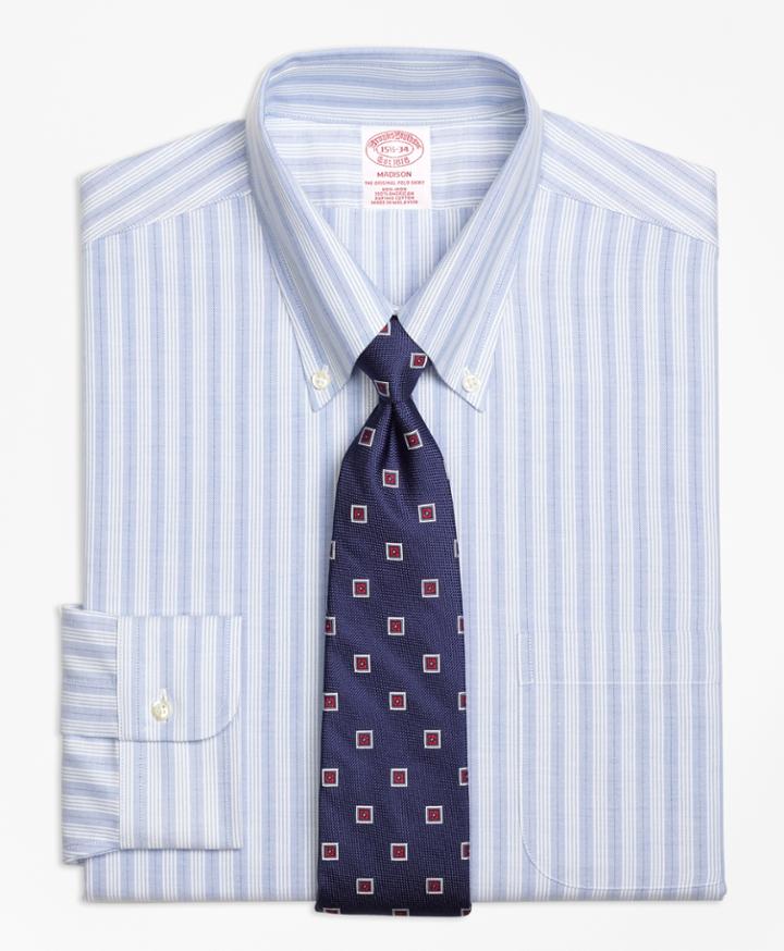 Brooks Brothers Men's Non-iron Brookscool Regular Fit Split Stripe Dress Shirt