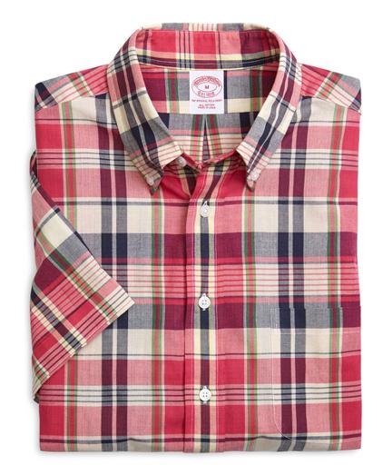 Brooks Brothers Regular Fit Plaid Madras Short-sleeve Sport Shirt