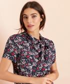 Brooks Brothers Floral-print Crepe Tie-neck Blouse