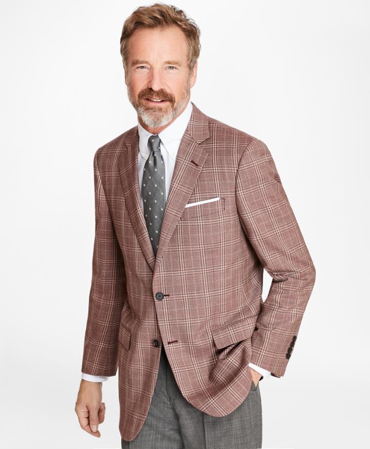 Brooks Brothers Men's Madison Fit Rust With Tan Check Sport Coat