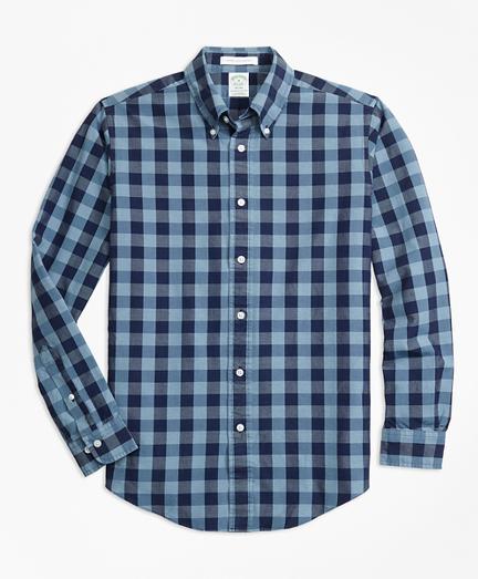 Brooks Brothers Milano Fit Indigo Gingham Sport Shirt