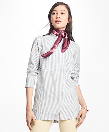 Brooks Brothers Striped Cotton Seersucker Tunic