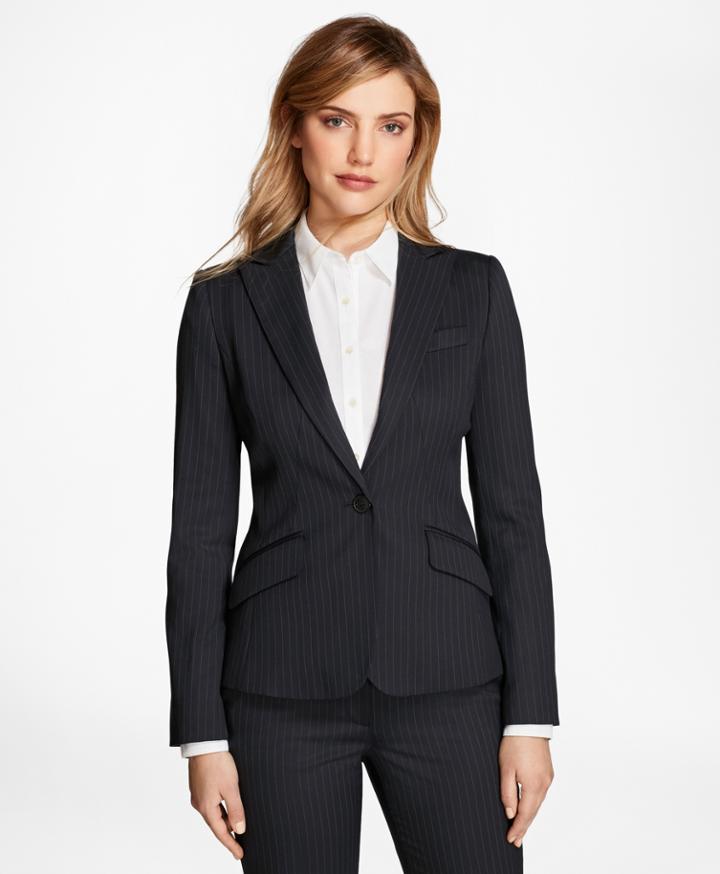 Brooks Brothers Women's Petite Pinstripe Stretch-wool Jacket