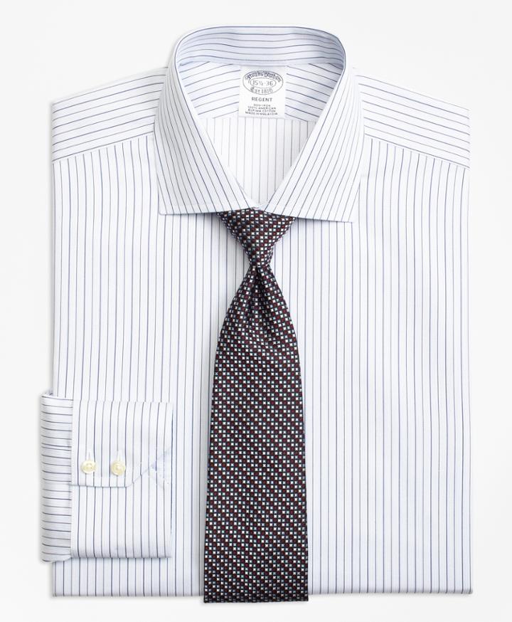 Brooks Brothers Men's Non-iron Slim Fit Framed Music Stripe Dress Shirt