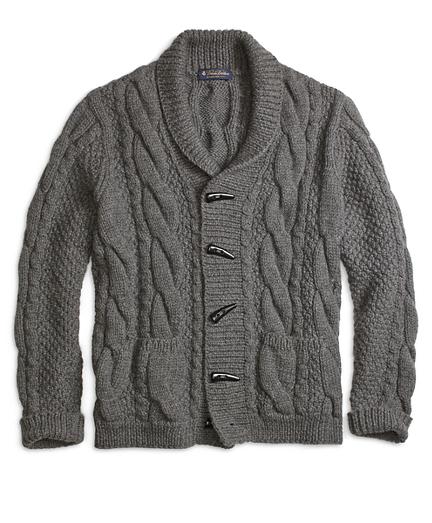 Brooks Brothers Handknit Shawl Collar Cable Cardigan