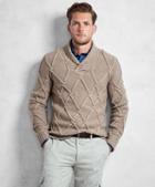 Brooks Brothers Golden Fleece 3-d Knit Cashmere Blend Cable Shawl Collar Sweater