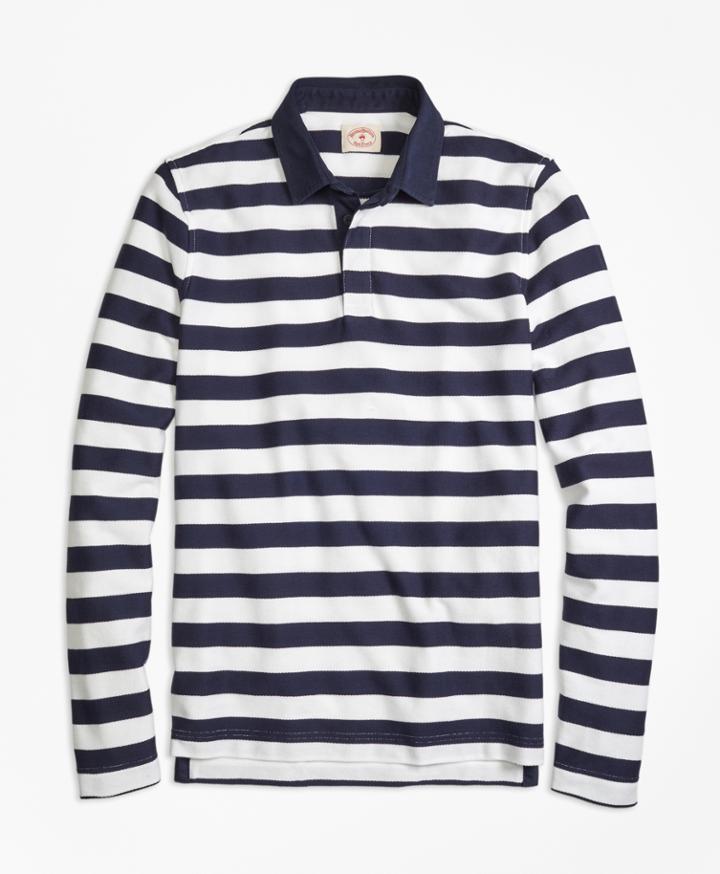 Brooks Brothers Men's Long-sleeve Striped Rugby Shirt