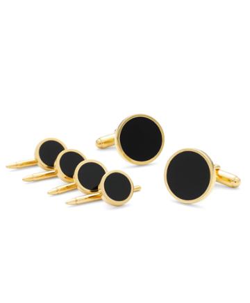 Brooks Brothers Men's Onyx & Gold Stud Set