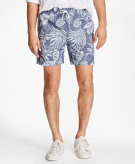 Brooks Brothers Montauk 6 Tropical Leaf Print Swim Trunks