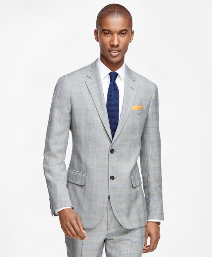 Brooks Brothers Men's Milano Fit Plaid With Windowpane 1818 Suit