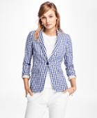 Brooks Brothers Gingham Stretch-cotton One-button Blazer