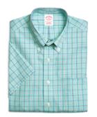 Brooks Brothers Supima Cotton Non-iron Regular Fit Framed Check Short-sleeve Sport Shirt