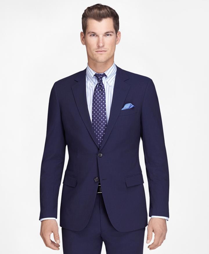 Brooks Brothers Men's Fitzgerald Fit Navy Mini Bead Stripe Brookscool Suit