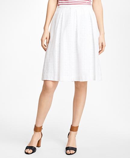Brooks Brothers Pleated Cotton Eyelet Skirt