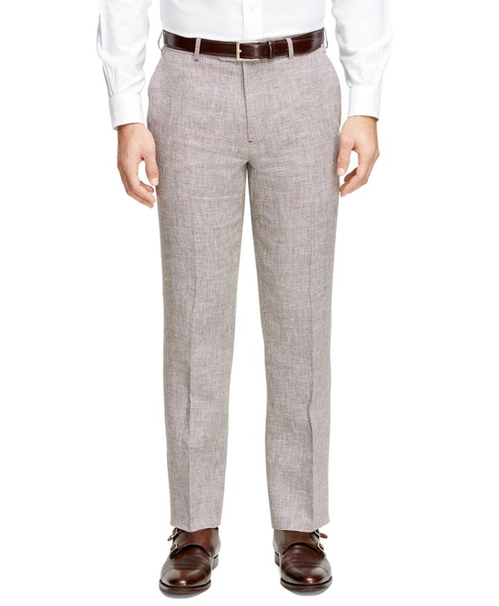 Brooks Brothers Men's Fitzgerald Fit Linen Check Trousers