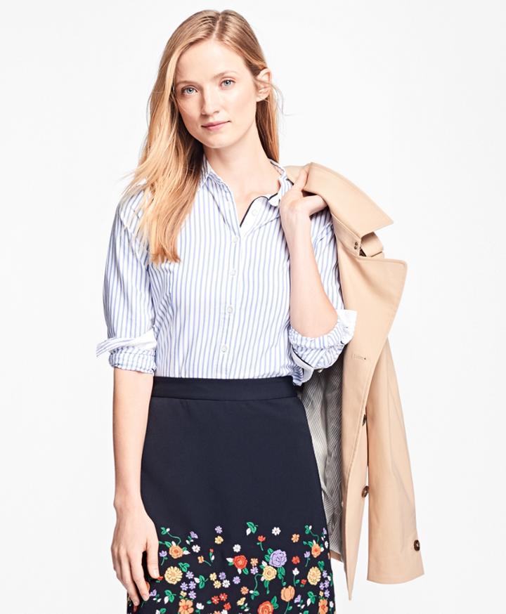 Brooks Brothers Women's Stripe Basketweave Blouse