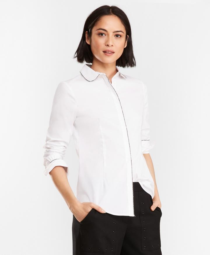 Brooks Brothers Women's Beaded Stretch Cotton-blend Poplin Shirt