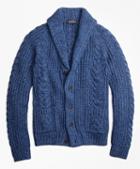Brooks Brothers Supima Cotton Marl Cable Knit Shawl Collar Cardigan