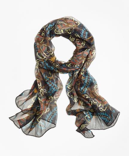 Brooks Brothers Silk Chrysanthemum Oblong Scarf