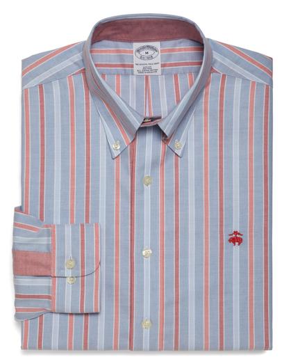 Brooks Brothers Non-iron Slim Fit Alternating Framed Triple Stripe Sport Shirt