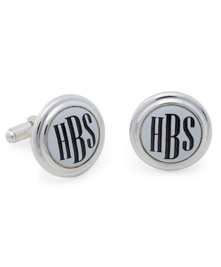 Brooks Brothers Silver And White Hand Painted Enamel Cuff Links