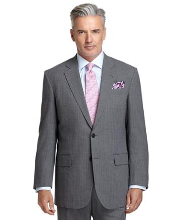 Brooks Brothers Madison Fit Light Grey With Blue Bead Stripe Brookscool Suit