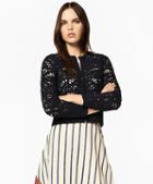 Brooks Brothers Crocheted Cotton Cropped Cardigan