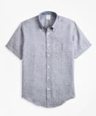 Brooks Brothers Men's Regent Fit Dobby Irish Linen Short-sleeve Sport Shirt