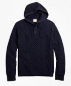 Brooks Brothers Cable-knit Cotton Henley Hoodie