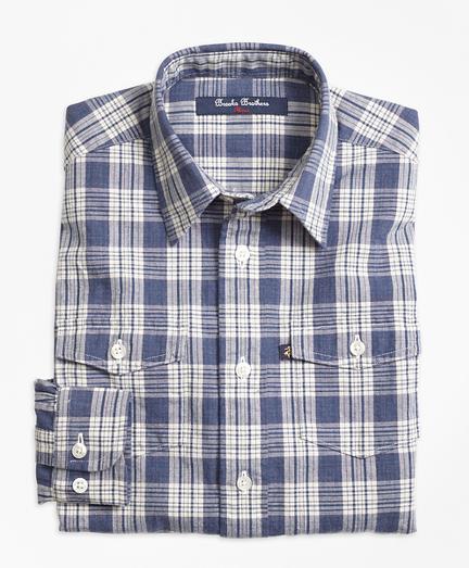 Brooks Brothers Chambray Plaid Sport Shirt