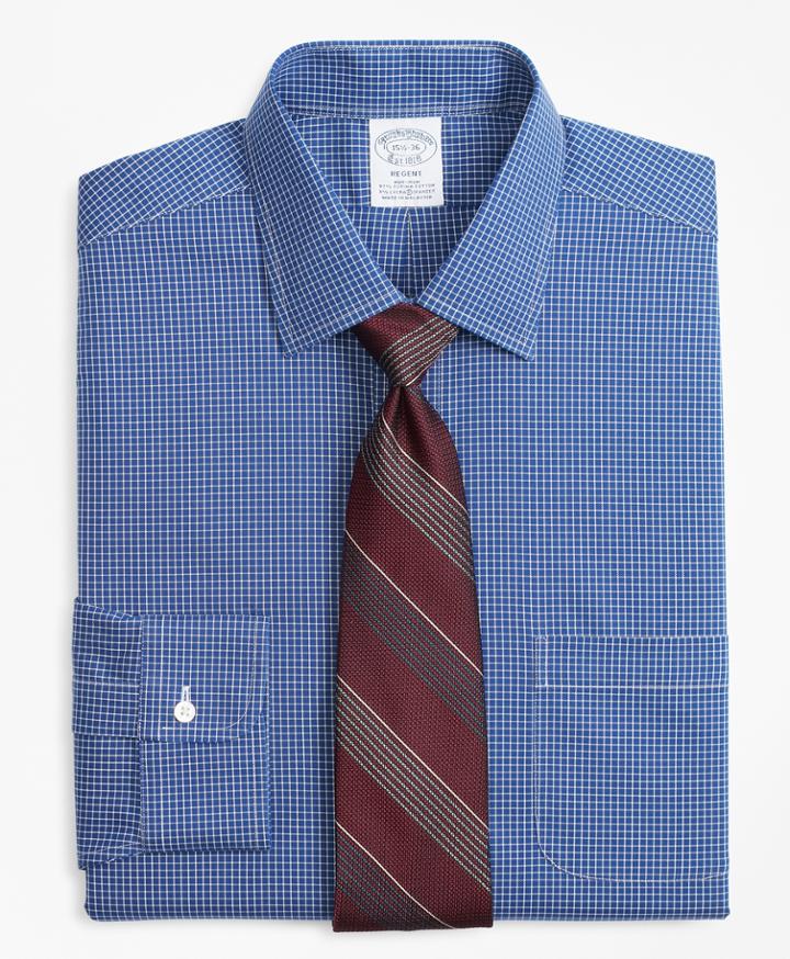 Brooks Brothers Men's Stretch Slim Fitted Dress Shirt, Non-iron Ground Check
