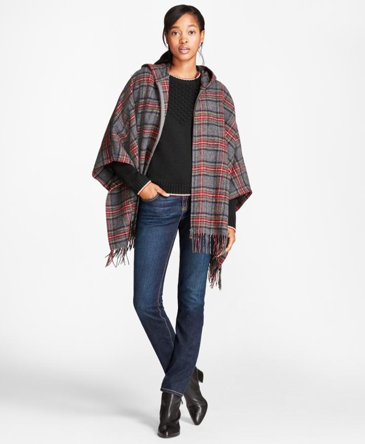 Brooks Brothers Women's Plaid Wool Poncho