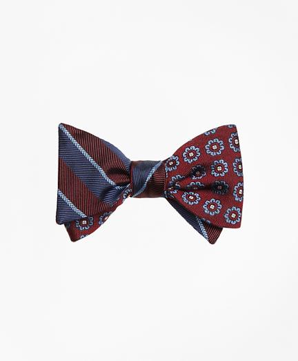 Brooks Brothers Sidewheeler Guard Stripe With Spaced Flower Reversible Bow Tie