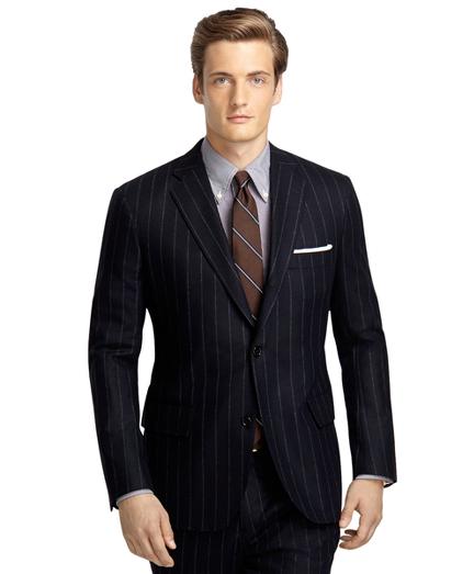 Brooks Brothers Own Make 101 Wide Chalk Stripe Flannel Suit