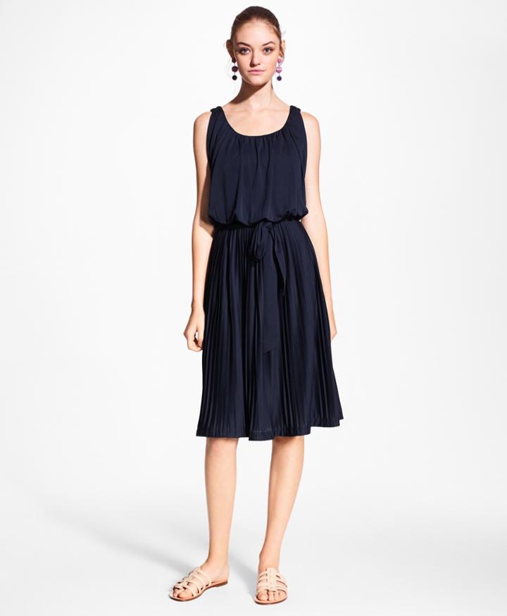 Brooks Brothers Women's Pleated Jersey Blouson Dress