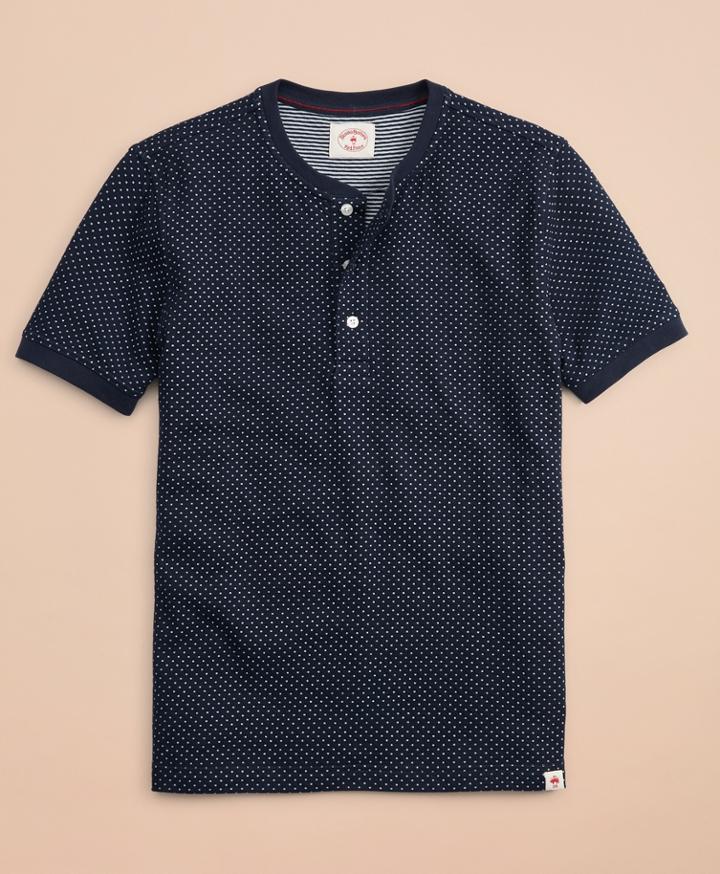 Brooks Brothers Men's Dotted Double-knit Jacquard Short-sleeve Henley