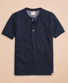 Brooks Brothers Men's Dotted Double-knit Jacquard Short-sleeve Henley