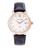 Brooks Brothers Round Watch With Calfskin Band