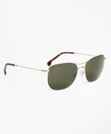 Brooks Brothers Men's Light-gold Aviator Sunglasses