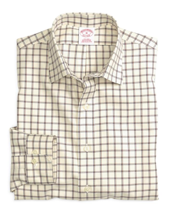 Brooks Brothers Men's Non-iron Regular Fit Windowpane Sport Shirt