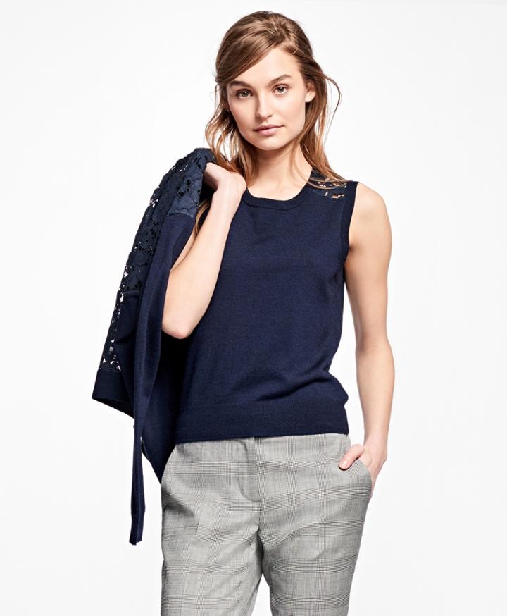 Brooks Brothers Women's Merino Wool Lace-back Shell