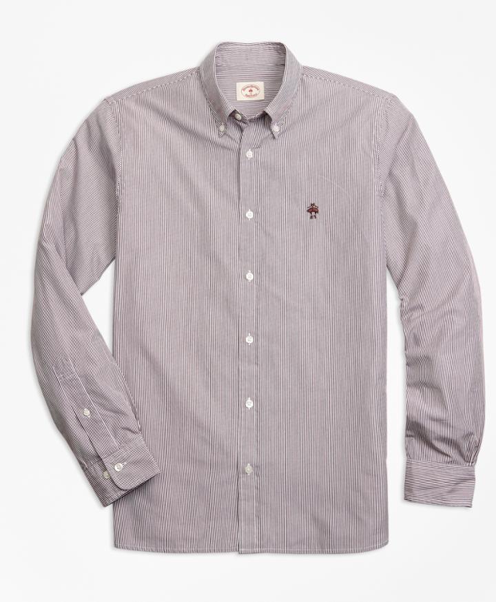 Brooks Brothers Men's Yarn-dyed Stripe Cotton Poplin Sport Shirt