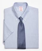 Brooks Brothers Men's Regular Fit Classic-fit Dress Shirt, Non-iron Tonal Framed Stripe Short-sleeve