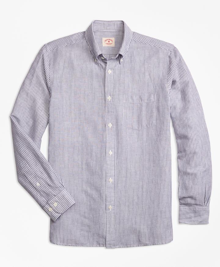 Brooks Brothers Men's Stripe Linen-cotton Sport Shirt